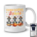 Personalized Thanksgiving Squad, Lovely Three Pilgrim Great Danes, Custom Name Fall Leaves T-Shirt