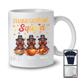 Personalized Thanksgiving Squad, Lovely Three Pilgrim Irish Setters, Custom Name Fall Leaves T-Shirt