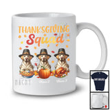 Personalized Thanksgiving Squad, Lovely Three Pilgrim Labrador Retrievers, Custom Name Fall Leaves T-Shirt