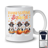 Personalized Thanksgiving Squad, Lovely Three Pilgrim Landseers, Custom Name Fall Leaves T-Shirt