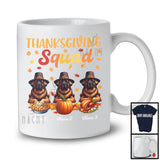 Personalized Thanksgiving Squad, Lovely Three Pilgrim Leonbergers, Custom Name Fall Leaves T-Shirt