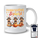 Personalized Thanksgiving Squad, Lovely Three Pilgrim Norwich Terriers, Custom Name Fall Leaves T-Shirt