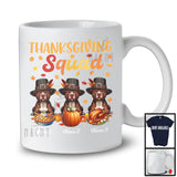 Personalized Thanksgiving Squad, Lovely Three Pilgrim Pit Bulls, Custom Name Fall Leaves T-Shirt