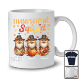 Personalized Thanksgiving Squad, Lovely Three Pilgrim Pomeranians, Custom Name Fall Leaves T-Shirt