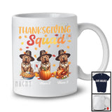 Personalized Thanksgiving Squad, Lovely Three Pilgrim Shar Peis, Custom Name Fall Leaves T-Shirt