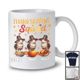 Personalized Thanksgiving Squad, Lovely Three Pilgrim Sheep, Custom Name Fall Leaves T-Shirt