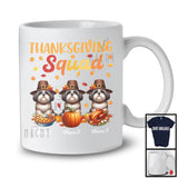 Personalized Thanksgiving Squad, Lovely Three Pilgrim Shih Tzus, Custom Name Fall Leaves T-Shirt