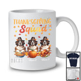 Personalized Thanksgiving Squad, Lovely Three Pilgrim St. Bernards, Custom Name Fall Leaves T-Shirt