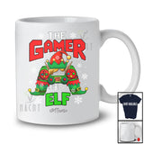 Personalized The Gamer Elf; Joyful Christmas Elf Cosplay Game Controller; Custom Name Gamer T-Shirt