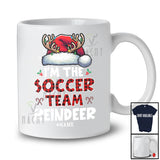 Personalized The Soccer Team Reindeer; Joyful Christmas Plaid Santa; Custom Name Sport Player T-Shirt