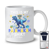 Personalized This is My Pajamakah Shirt; Lovely Hanukkah Custom Name T-Rex Menorah; Family T-Shirt