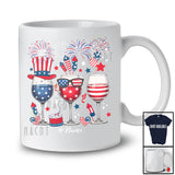 Personalized Three 4th of July Glass Of Wines; Cheerful Custom Name Drunker Patriotic; Drinking T-Shirt