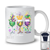 Personalized Three Mardi Gras Glass Of Wines; Cheerful Custom Name Drunker; Drinking Parades T-Shirt