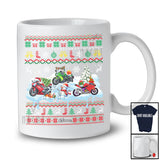 Personalized Three Santa Elf Motorbike Snowman; Joyful Christmas Sweater; Custom Name Rider T-Shirt