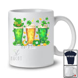 Personalized Three St. Patrick's Day Glass Of Beer; Cheerful Custom Name Drinking; Shamrocks T-Shirt