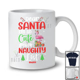 Personalized Too Cute For Santa's Naughty List; Amusing Christmas Custom Name Flamingo T-Shirt