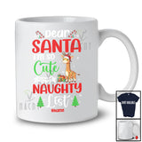 Personalized Too Cute For Santa's Naughty List; Amusing Christmas Custom Name Giraffe T-Shirt