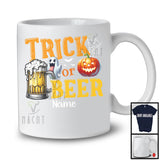 Personalized Trick Or Beer; Sarcastic Halloween Boo Pumpkin; Custom Name Drinking Drunker T-Shirt