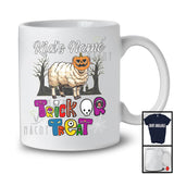 Personalized Trick Or Treat, Humorous Halloween Sheep Custom Name, Pumpkin Face Farmer T-Shirt