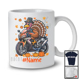 Personalized Turkey Driving Motorbike; Amazing Thanksgiving Turkey Biker; Custom Name Family T-Shirt