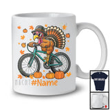 Personalized Turkey Riding Bicycle; Amazing Thanksgiving Turkey Biker; Custom Name Family T-Shirt