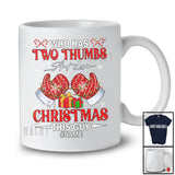 Personalized Two Thumbs And Loves Christmas This Guy; Amusing Custom Name Santa Hands T-Shirt