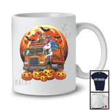 Personalized Unicorn Driving Garbage Truck; Creepy Halloween Moon Custom Name Driver T-Shirt