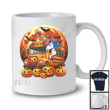 Personalized Unicorn Driving School Bus; Creepy Halloween Moon Custom Name Driver T-Shirt