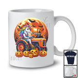 Personalized Unicorn Driving Tractor; Creepy Halloween Moon Custom Name Driver T-Shirt