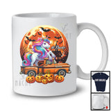 Personalized Unicorn On Pickup Truck; Creepy Halloween Moon Custom Name Driver T-Shirt