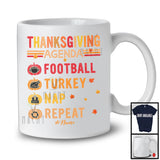 Personalized Vintage Football Turkey Nap Repeat; Joyful Thanksgiving Custom Name Football Player T-Shirt