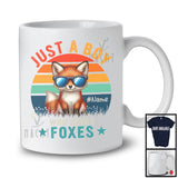 Personalized Vintage Retro Boy Who Loves Foxes; Lovely Custom Name Animal Sunglasses T-Shirt