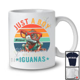 Personalized Vintage Retro Boy Who Loves Iguanas; Lovely Custom Name Animal Sunglasses T-Shirt