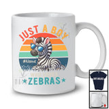 Personalized Vintage Retro Boy Who Loves Zebras; Lovely Custom Name Animal Sunglasses T-Shirt