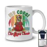 Personalized Vintage Retro Corgi Is My Christmas Cheer; Lovely Santa Custom Name T-Shirt