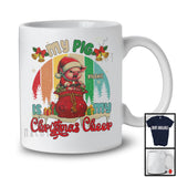 Personalized Vintage Retro Pig Is My Christmas Cheer; Lovely Santa Custom Name T-Shirt