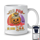 Personalized Vintage Retro Pug Is My Boo; Scary Ghost In Pumpkin; Custom Name T-Shirt