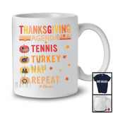 Personalized Vintage Tennis Turkey Nap Repeat; Joyful Thanksgiving Custom Name Tennis Player T-Shirt