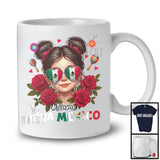 Personalized Viva Mexico; Lovely Independence Day Custom Name Girl; Mexican Flag Flowers T-Shirt