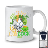 Personalized Want To Pet My Lucky Cock; Lovely St. Patrick's Day Custom Name Rooster Retro T-Shirt