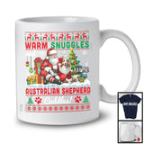 Personalized Warm Snuggles Australian Shepherd Cuddles, Lovely Christmas Sweater Custom Name Santa T-Shirt