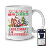 Personalized Warm Snuggles Bull Terrier Cuddles, Lovely Christmas Sweater Custom Name Santa T-Shirt