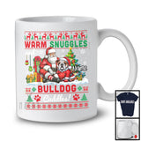 Personalized Warm Snuggles Bulldog Cuddles, Lovely Christmas Sweater Custom Name Santa T-Shirt