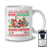 Personalized Warm Snuggles German Shepherd Cuddles, Lovely Christmas Sweater Custom Name Santa T-Shirt