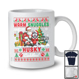 Personalized Warm Snuggles Husky Cuddles, Lovely Christmas Sweater Custom Name Santa T-Shirt