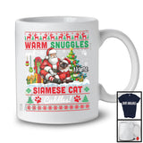 Personalized Warm Snuggles Siamese Cat Cuddles, Lovely Christmas Sweater Custom Name Santa T-Shirt