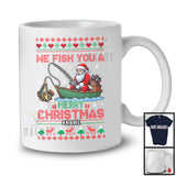 Personalized We Fish You Merry Christmas; Lovely Sweater Custom Name Santa Fishing; Family T-Shirt