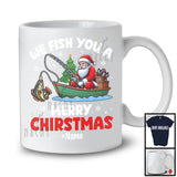 Personalized We Fish You Merry Christmas; Lovely X-mas Custom Name Santa Fishing; Family T-Shirt