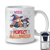 Personalized We Witch You A Perfect Halloween; Lovely Custom Name Witch And Cat; Pumpkins T-Shirt