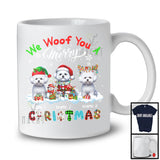 Personalized We Woof You A Merry Christmas; Lovely Plaid Bichon Frises Custom Name T-Shirt